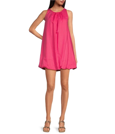 Every Round Neck Sleeveless Bubble Hem Shift Dress