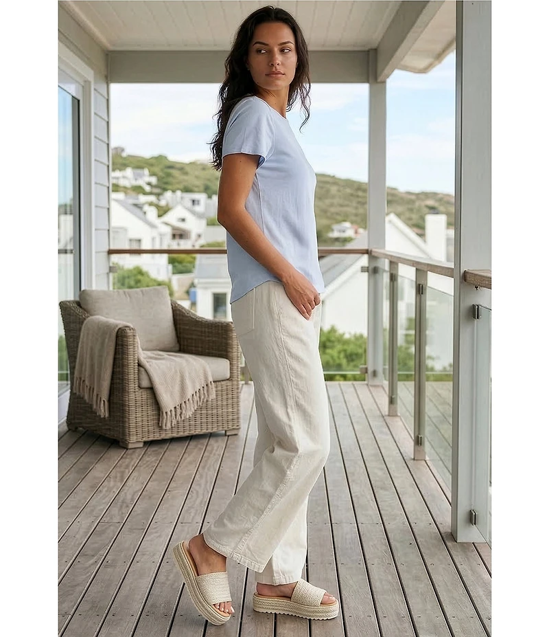 Every Seam Woven High Rise Wide Leg Full Length Jeans