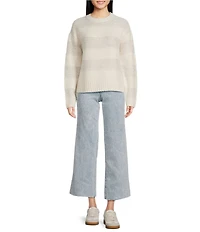 Every Sequin Sweater Stripe Crew Neck Long Sleeve Shirt