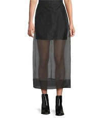 Every Coordinating Sheer Woven Mid Rise A-Line Midi Skirt