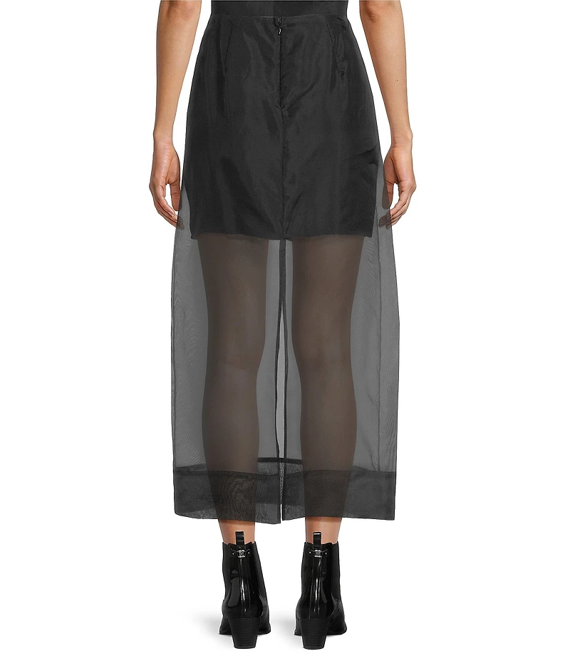 Every Coordinating Sheer Woven Mid Rise A-Line Midi Skirt