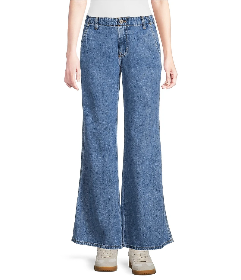 Every Stretch Denim Mid Rise Wide Leg Jeans