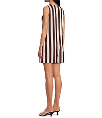 Every Stripe Linen Blend Round Neck Sleeveless Romper