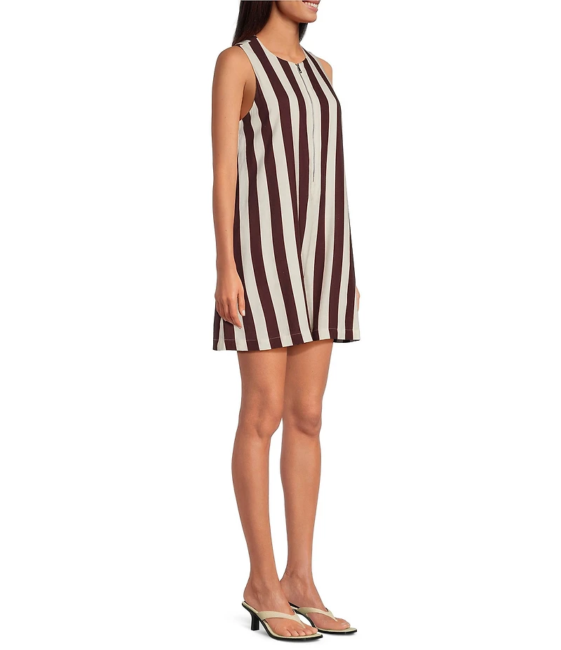 Every Stripe Linen Blend Round Neck Sleeveless Romper