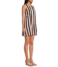 Every Stripe Linen Blend Round Neck Sleeveless Romper