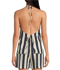 Every Stripe Linen Blend V-Neck Halter Coordinating Top