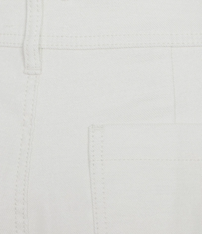 Every Wide Leg Welt Pocket Woven Mid Rise 5 Pocket Jean Full Length Pants