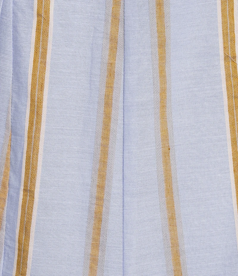 Every Woven Striped Scoop Neck Short Balloon Sleeve Romper