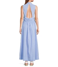 Every Woven V-Neck Sleeveless Drop Waist Midi Dress
