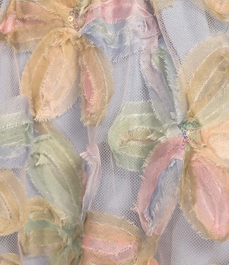 Evolutionary 3/4#double; Sleeve 3D Floral Baby Doll Dress