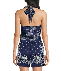 Evolutionary Bandana Halter Tie Top