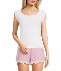 Evolutionary Boat Neck Ribbed Short Sleeve Top