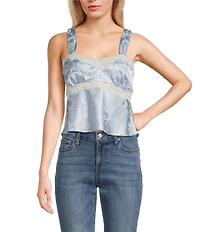 Evolutionary Bow Print Sweetheart Neck Tank Top