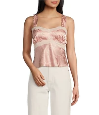 Evolutionary Bow Print Sweetheart Neck Tank Top