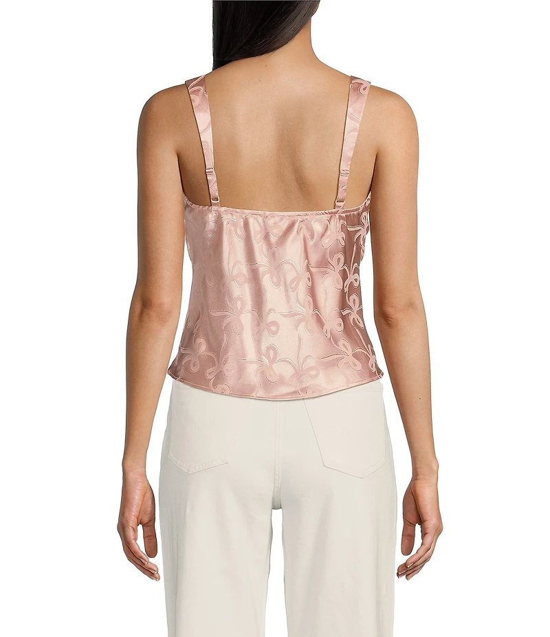 Evolutionary Bow Print Sweetheart Neck Tank Top