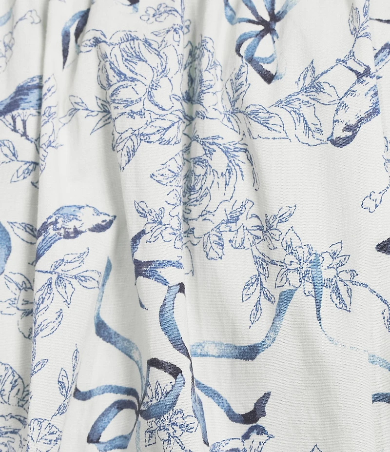 Evolutionary Bow Print V-Neck Short Sleeve Top