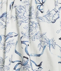 Evolutionary Bow Print V-Neck Short Sleeve Top