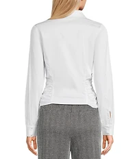 Evolutionary Collared Long Sleeve Button Front Side Ruched Shirt