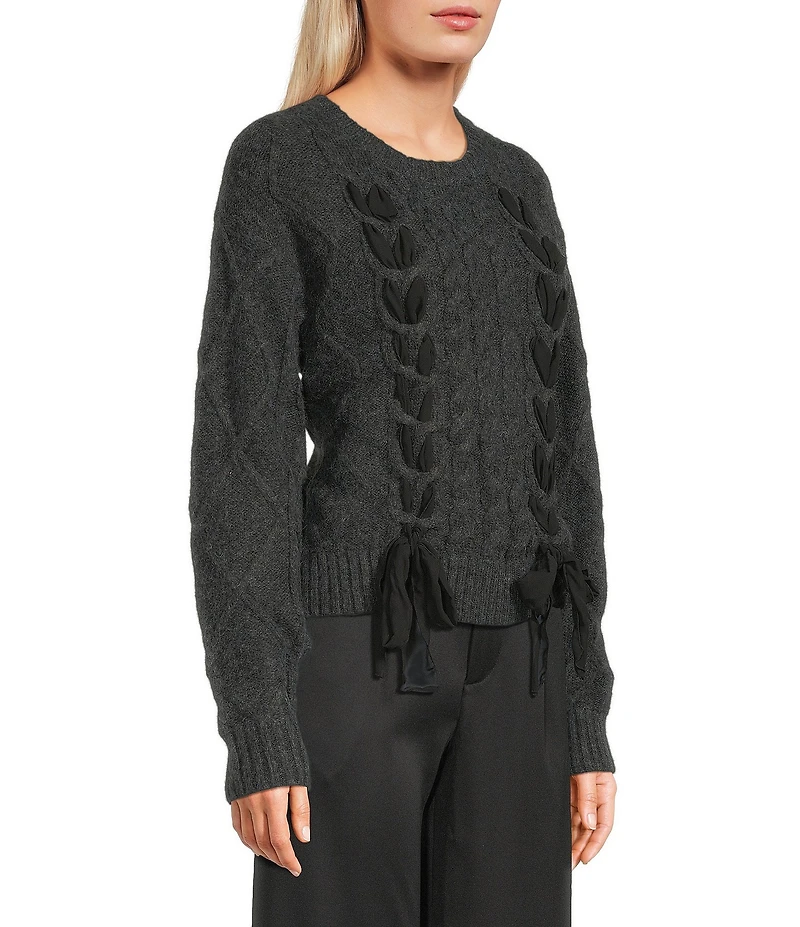 Evolutionary Crew Neck Front Bow Detail Long Sleeve Sweater