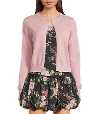 Evolutionary Crew Neck Long Sleeve Pearl Button Cardigan