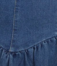 Evolutionary Denim Scoop Neck Corset Inspired Pleated Dress