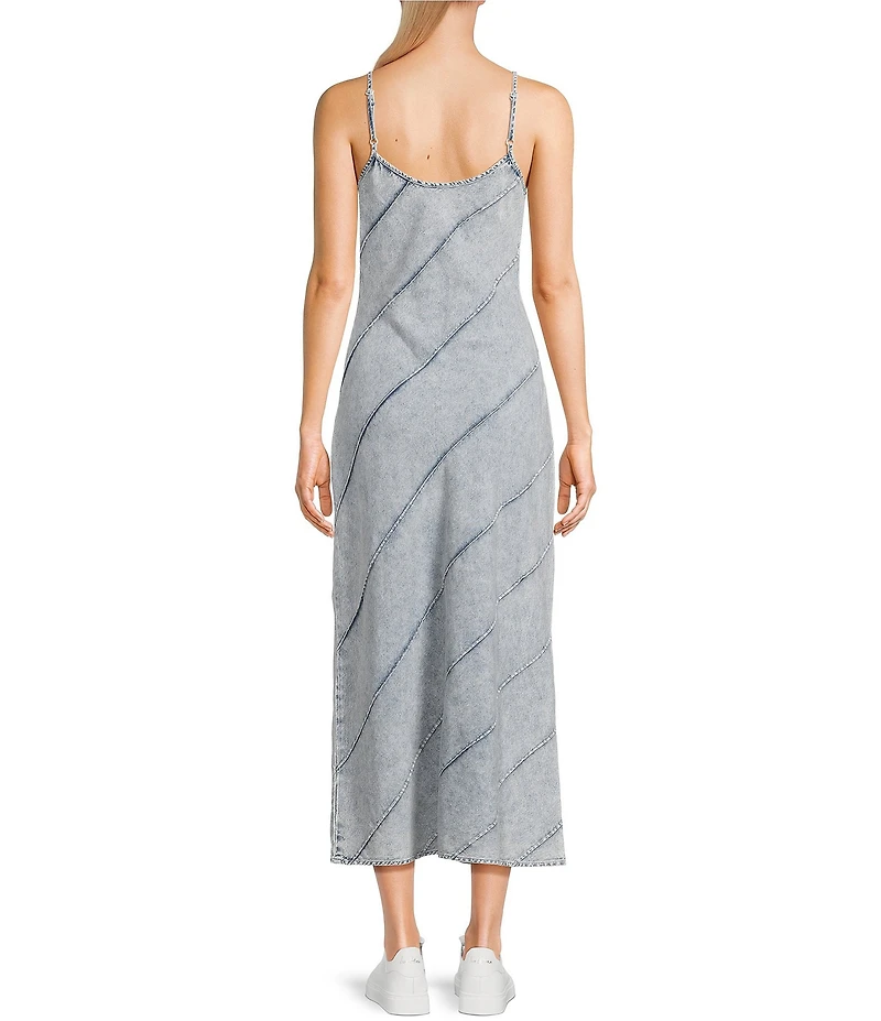 Evolutionary Denim Sleeveless V-Neck Maxi Dress