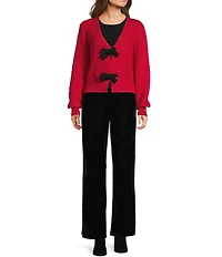 Evolutionary Double Bow Front V-Neck Long Sleeve Cardigan