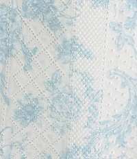 Evolutionary Embroidered Floral Eyelet Mid Rise A-Line Midi Skirt