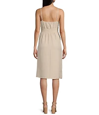Evolutionary Emma Corset Front Slit Midi Dress