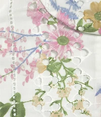 Evolutionary Eyelet Floral Print Sweetheart Neck Spaghetti Strap Tank Top