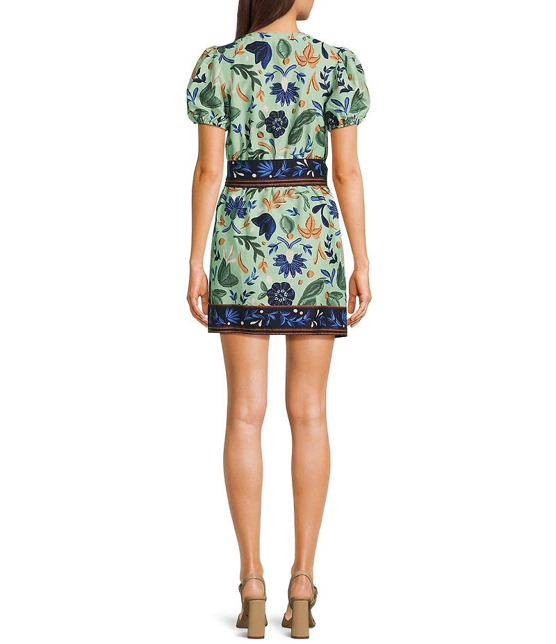 Evolutionary Floral Print Poplin Short Sleeve Belted Dress