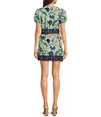 Evolutionary Floral Print Poplin Short Sleeve Belted Dress