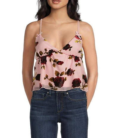 Evolutionary Floral Printed V-Neck Cami