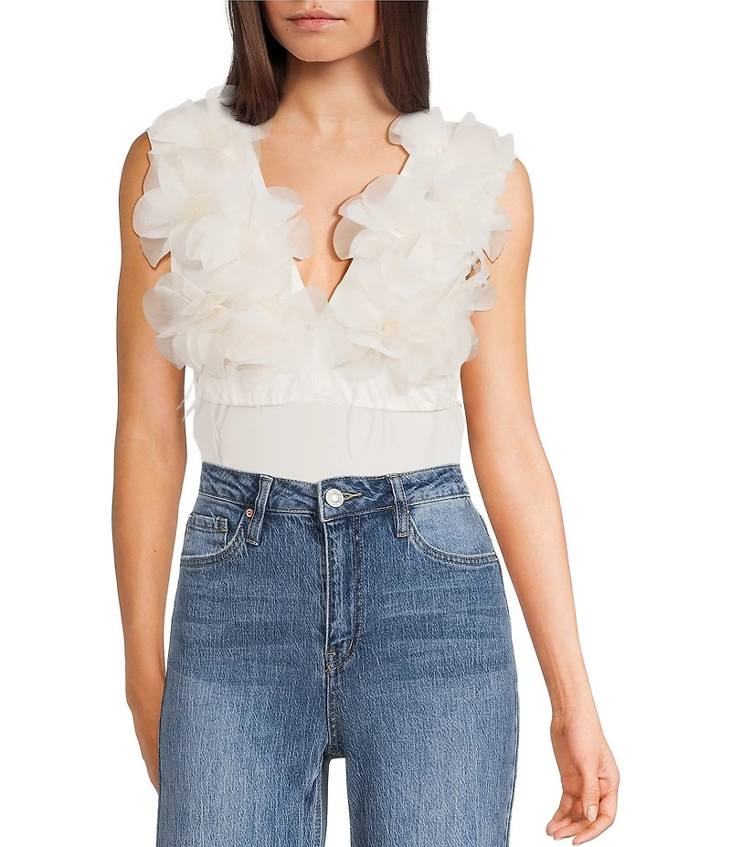 Evolutionary Floral V-Neck Bodysuit