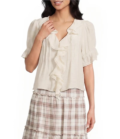 Evolutionary Flowy Short Sleeve V-Neck Blouse