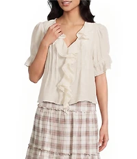 Evolutionary Flowy Short Sleeve V-Neck Blouse