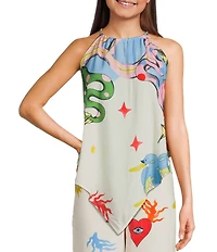 Evolutionary Coordinating Halter Neck Sleeveless Halter Scarf Top
