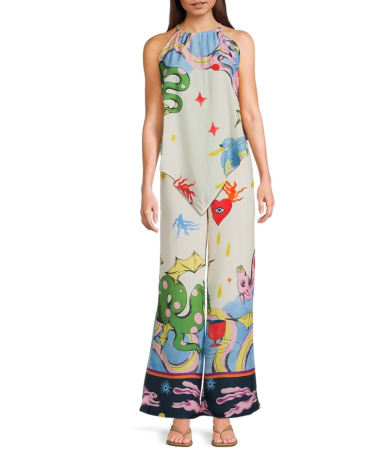Evolutionary Coordinating Halter Neck Sleeveless Halter Scarf Top