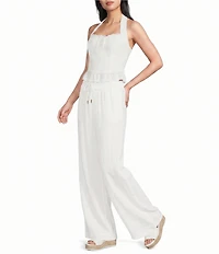 Evolutionary Halter Neck Tie Back Ruffle Hem Top