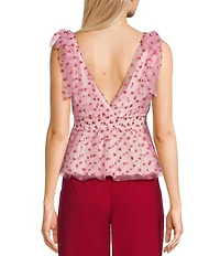 Evolutionary Heart Print Sleeveless V-Neck Top