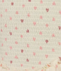 Evolutionary Heart Print Square Neck Smocked Drop Waist Ruffle Dress