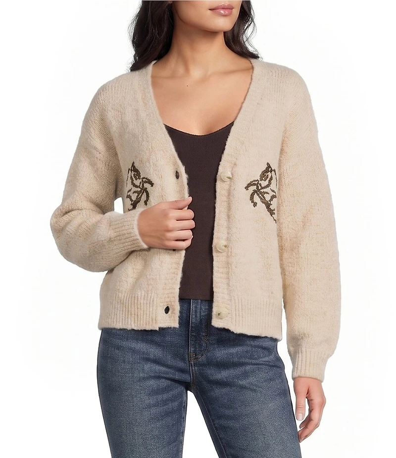 Evolutionary Horse Button Front Long Sleeve Cardigan