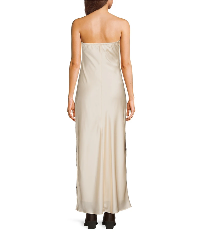 Evolutionary Horse Printed Strapless Maxi Dress
