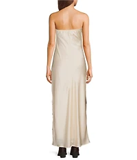 Evolutionary Horse Printed Strapless Maxi Dress
