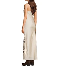 Evolutionary Horse Printed Strapless Maxi Dress
