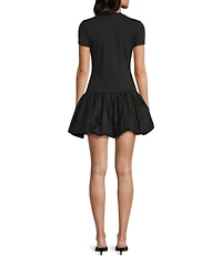Evolutionary Jersey Woven Short Sleeve Drop Waist Bubble Dress