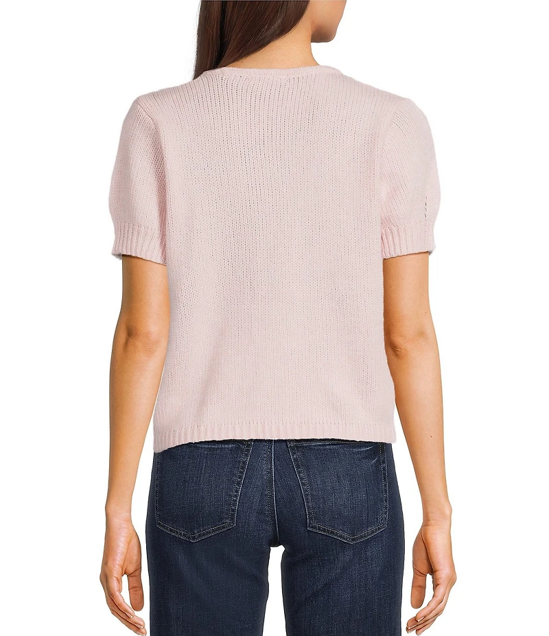 Evolutionary Knit Bow Front Short Sleeve Sweater