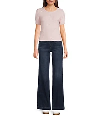 Evolutionary Knit Bow Front Short Sleeve Sweater