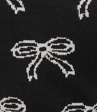 Evolutionary Knit Bow Print Square Neck Long Sleeve Sweater