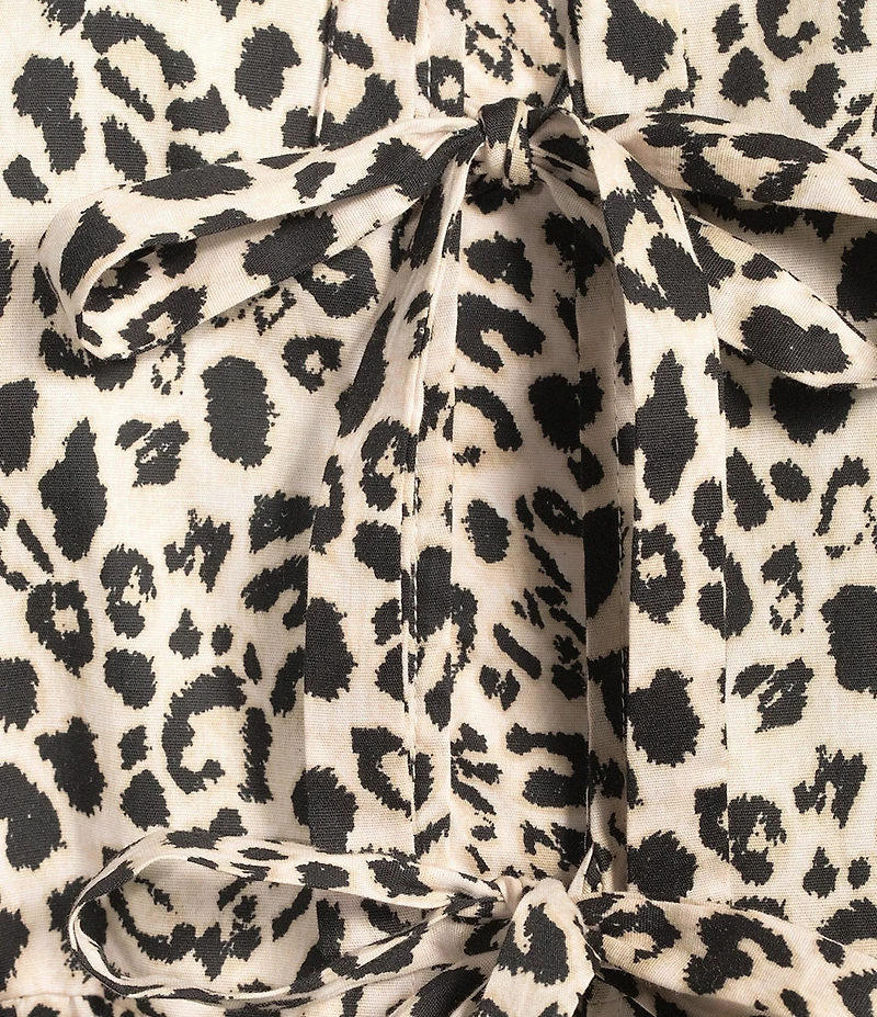 Evolutionary Leopard Print Tie Front Short Sleeve Top